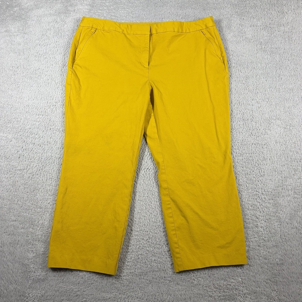 Alfani Capri Chino Pants Womens 16 Vibrant Mustard Yellow Stretch